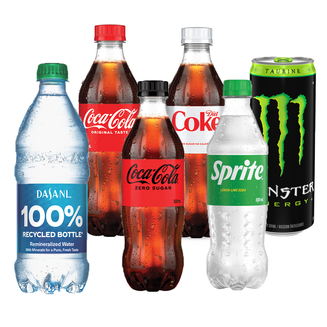 Coca-Cola soft drinks, Monster Energy and Dasani water